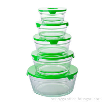 Round Glass Bowl with Plastic Cover, Different Sizes and Colors for Lid are Available